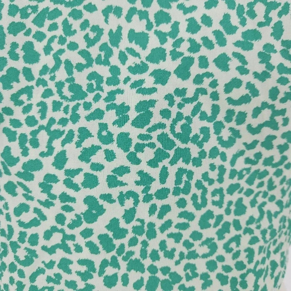 TopShop Blouse Green Leopard Puff Short Sleeve Cropped Top Shirt - Picture 3 of 11